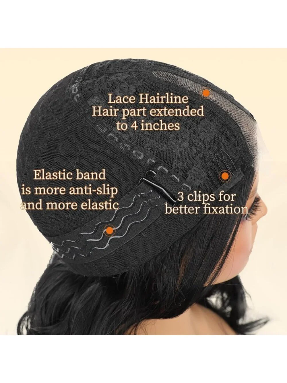 Women's Black Brown Lace Hairline 26 Inch Synthetic Heat Resistant Wavy Wigs
